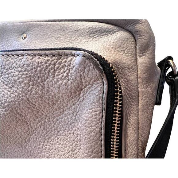 Kate Spade Leather Crossbody Small Compact Grey Greige Black FLAWS Upcycle Art - Picture 2 of 16